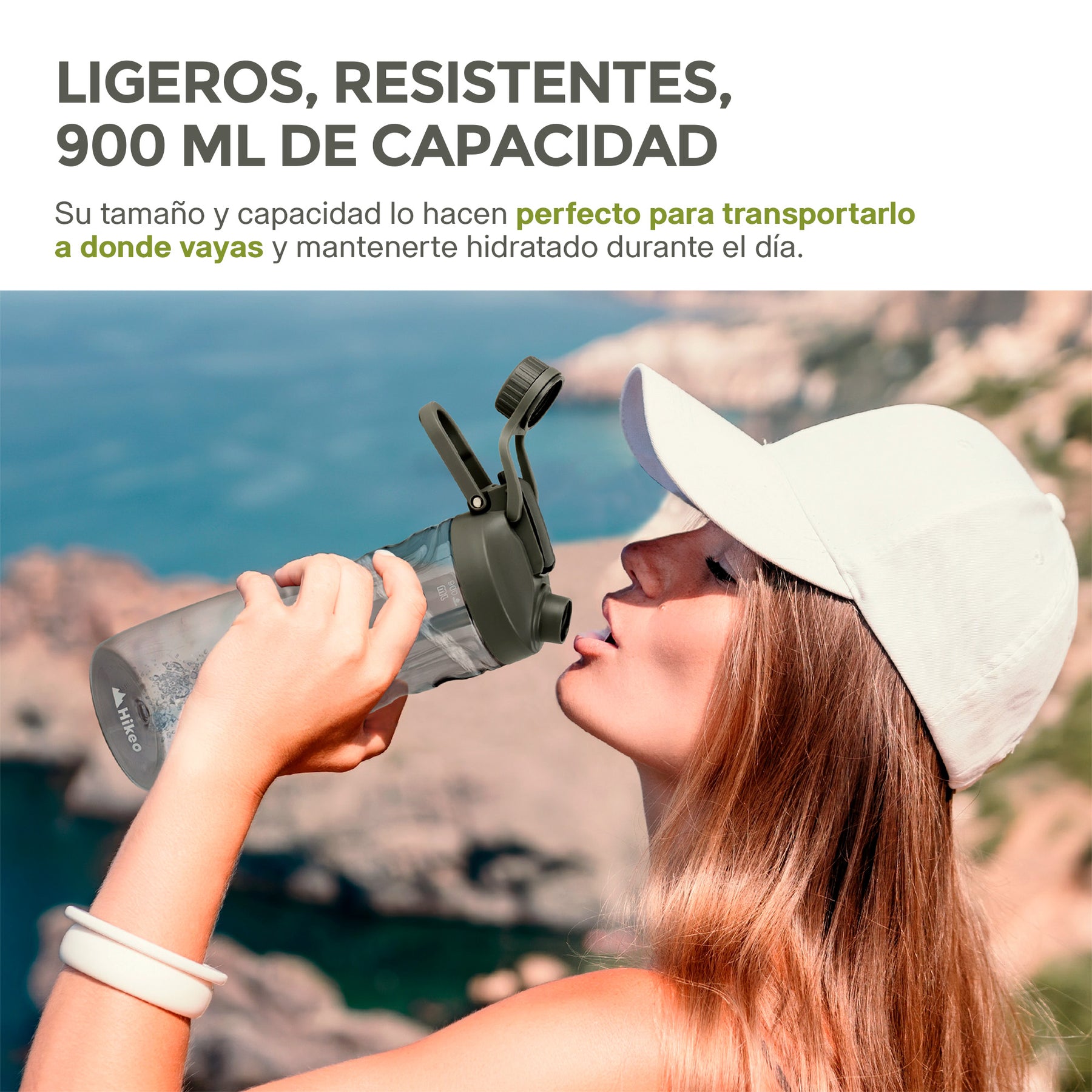 Termo para Agua de Tritán indestructible Doble Boquilla 2 Pz. 900 ml