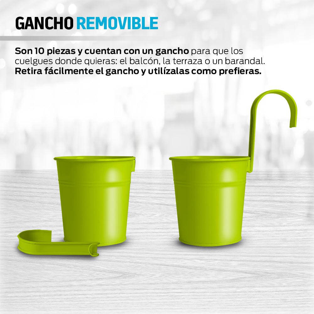 Macetas Colgantes Metálicas de Colores con Gancho 10 Piezas - Redlemon
