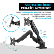 Soporte Articulado para 2 Monitores de 17 a 27 Pulgadas — características destacadas