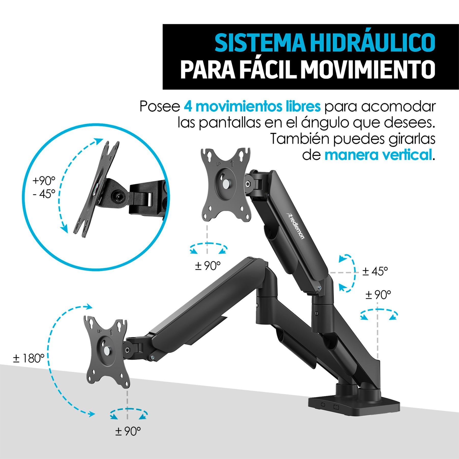 Soporte Articulado para 2 Monitores de 17 a 27 Pulgadas — características destacadas