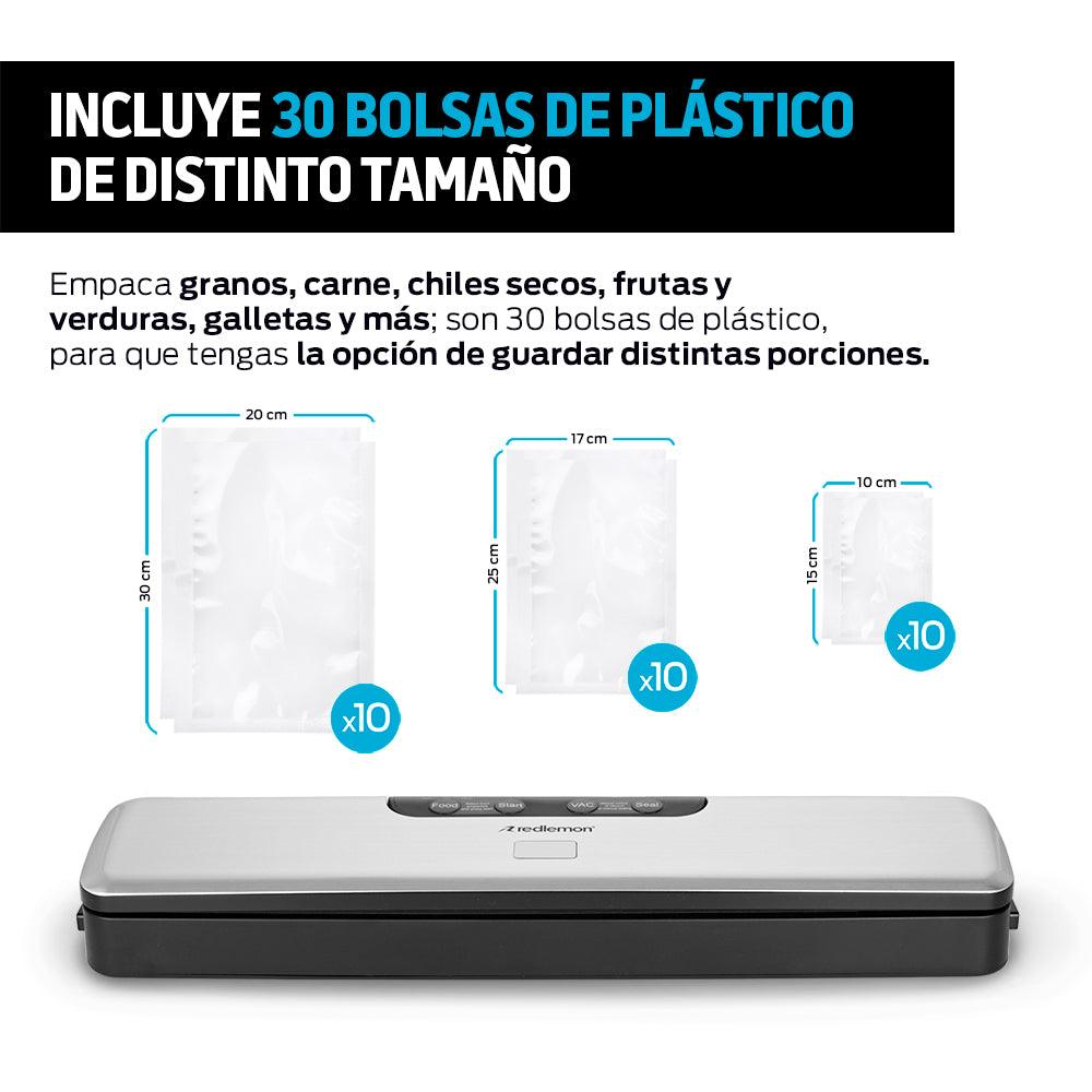 Selladora de Bolsas Plásticas al Alto Vacío con 30 Bolsas Incluidas - Redlemon