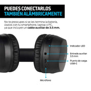 Audífonos Inalámbricos de Diadema BT5.3 Ultra HD 50 Horas de Batería Redlemon Technology México