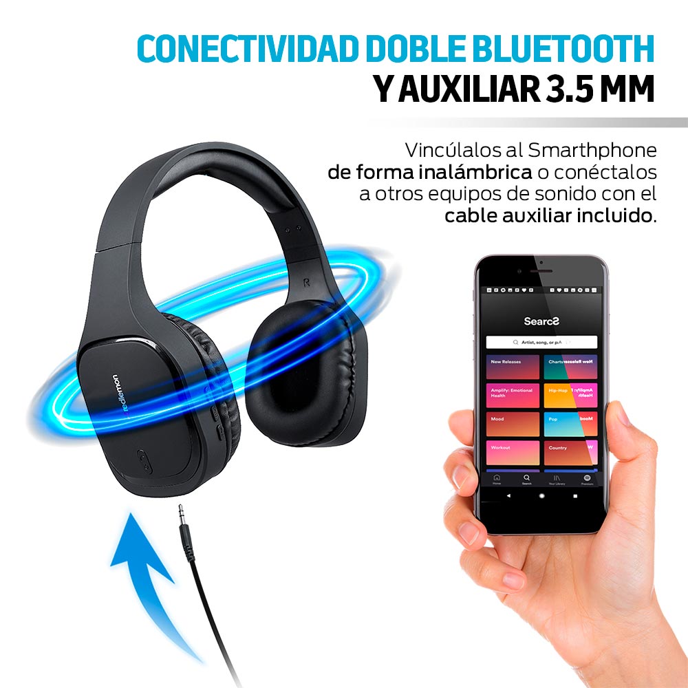 AUDIFONOS INALAMBRICOS DE DIADEMA REDLEMON NEGRO – Gameplanet