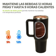 Termo para Agua y Café de Viaje Acero Inox. Doble Pared 1.2 Litros Hikeo - Redlemon