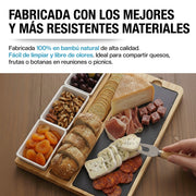 Tabla de bambú para charcutería con 3 salseros — características destacadas