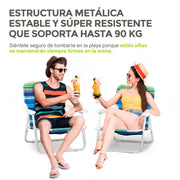 Silla Plegable Para Playa Portátil con Reposabrazos (2 Piezas) - Redlemon
