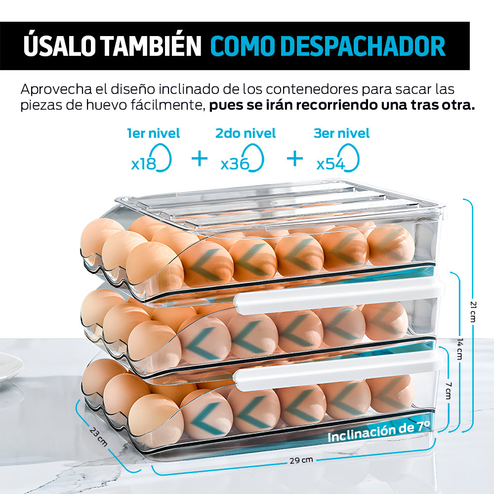 Organizador de 54 Huevos para Alacena, Refrigerador y Cocina