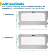 Barandal para Cama de Niños de Altura Ajustable Universal - Redlemon