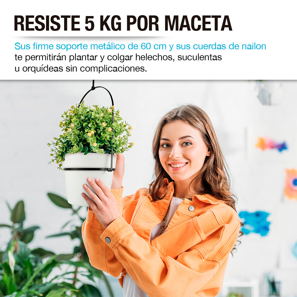 Macetas Colgantes Decorativas con Soporte Metálico para Colgar