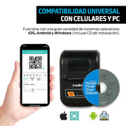 Impresora térmica portátil Bluetooth para rollo de 56 mm — detalle de diseño