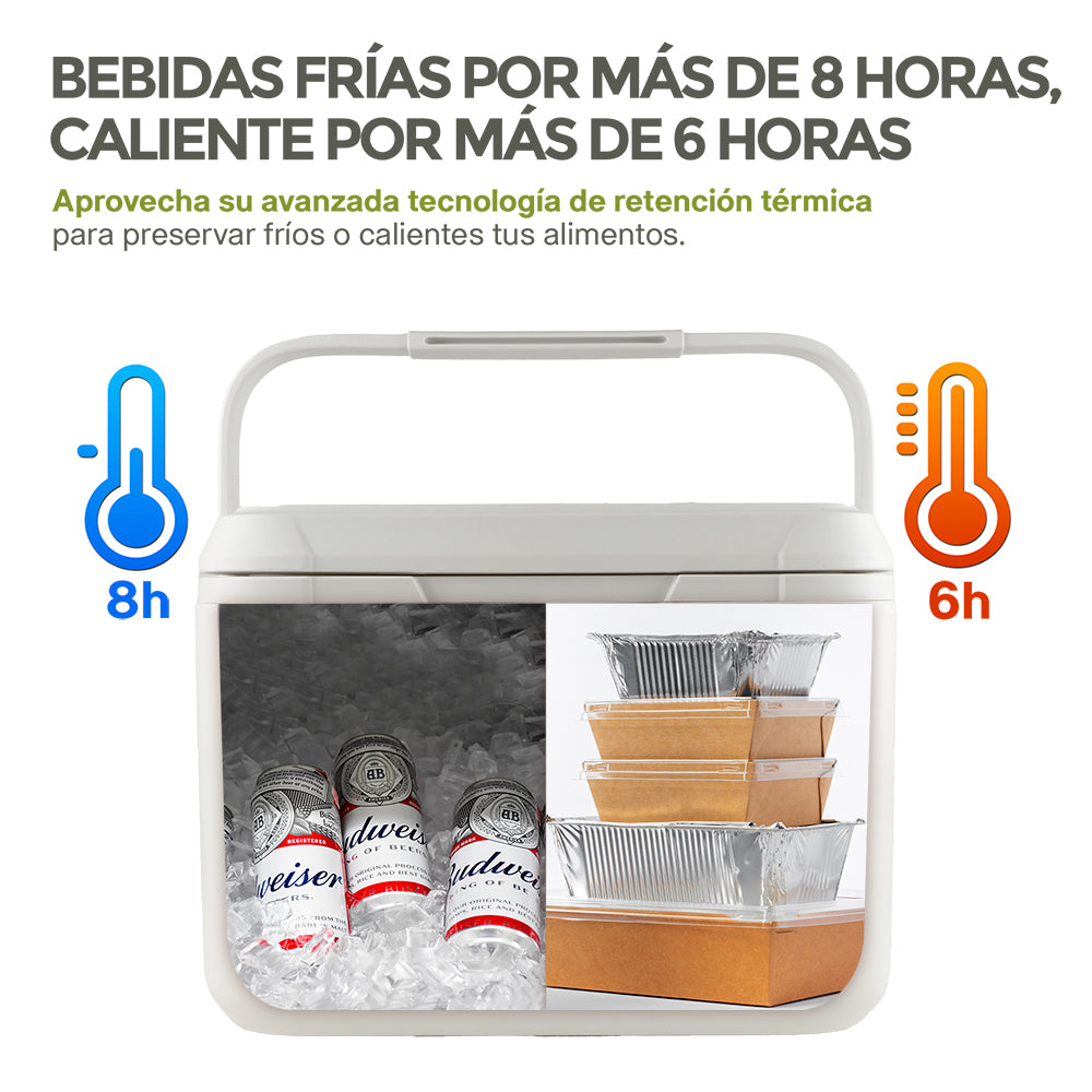 Hielera Rígida de 18 L para 28 Latas con Bloques Fríos HIKEO — características destacadas