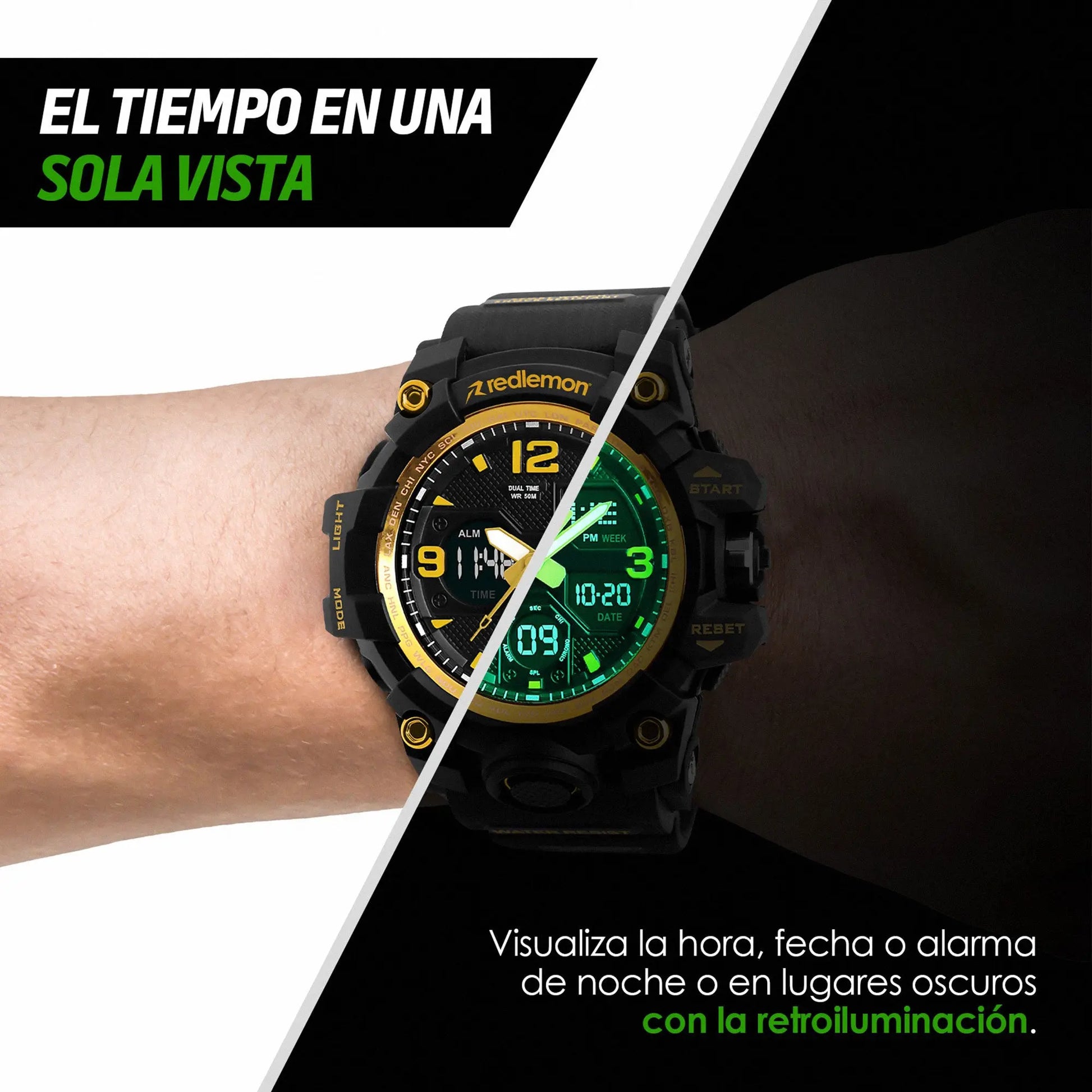 Reloj Digital y Analógico Deportivo Contra Agua 1155b Redlemon Technology México