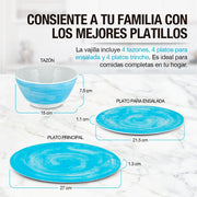 Vajilla de Melamina 12 Piezas Resiste Caídas 4 Personas Casa Litus Redlemon Technology México