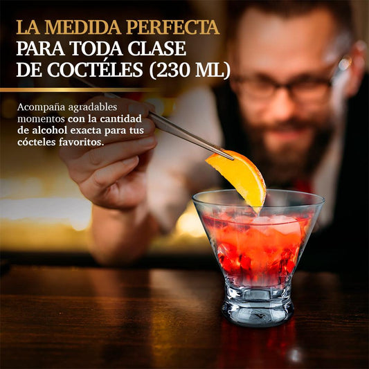 Vasos de Vidrio para Martini Copas de Cristal Coctelería 6 Piezas - Redlemon