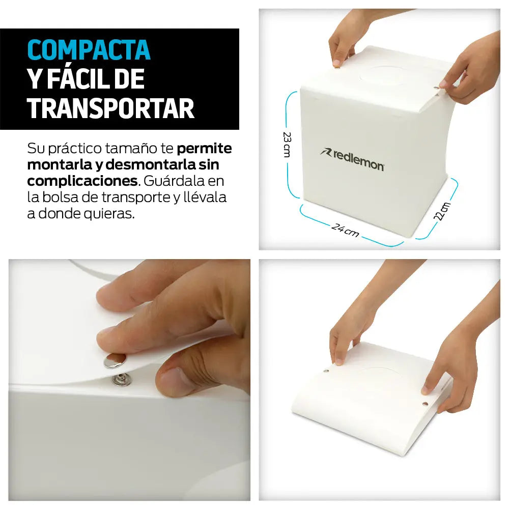 Caja de Luz para Fotografía Semi Profesional (24x23x22cm) Redlemon Technology México