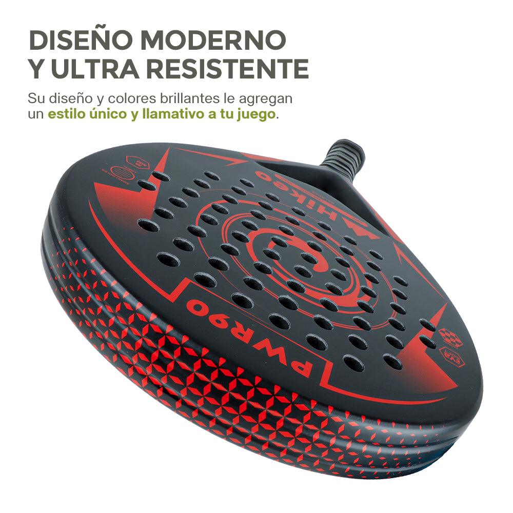 Pala de Pádel con Funda, 3 Pelotas y Grip, Raqueta de Fibra de Carbono - Redlemon