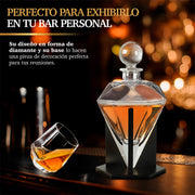 Vasos de Vidrio para Whisky con Decantador de Cristal en Forma de Diamante