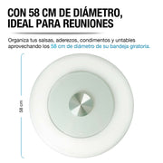 Lazy Susan de vidrio templado giratoria de 58 cm — detalle de diseño