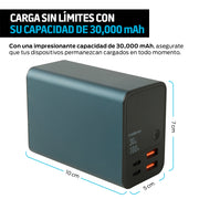 Power Bank de 30,000 mAh y 100 W Carga Extra Rápida 2 USB-C y 2 USB