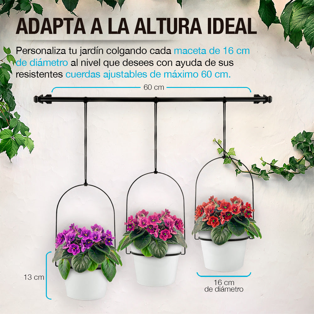 Macetas Colgantes Decorativas con Soporte Metálico para Colgar