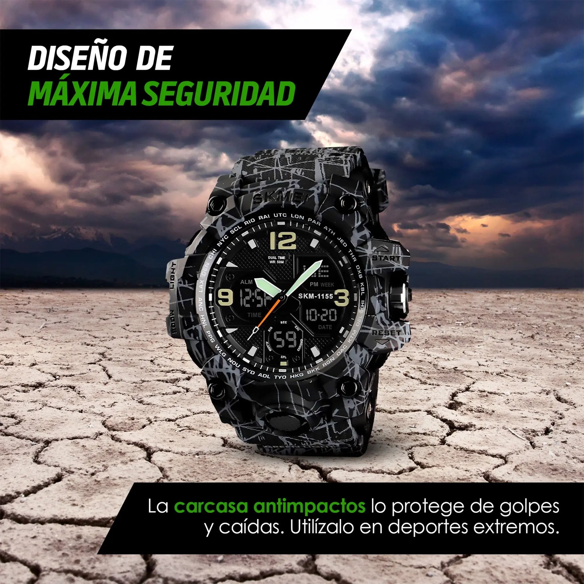 Reloj Digital y Analógico Deportivo Contra Agua 1155b Redlemon Technology México
