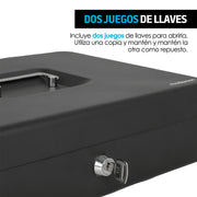 Caja Portátil para Dinero con Charola y 2 Llaves — detalle de diseño