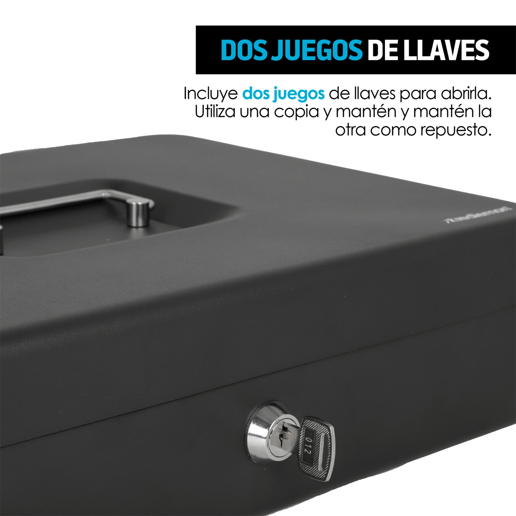Caja Portátil para Dinero con Charola y 2 Llaves — detalle de diseño