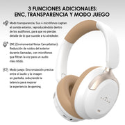 Audífonos Bluetooth 5.4 con Cancelación Activa de Ruido AKANE — detalle de diseño