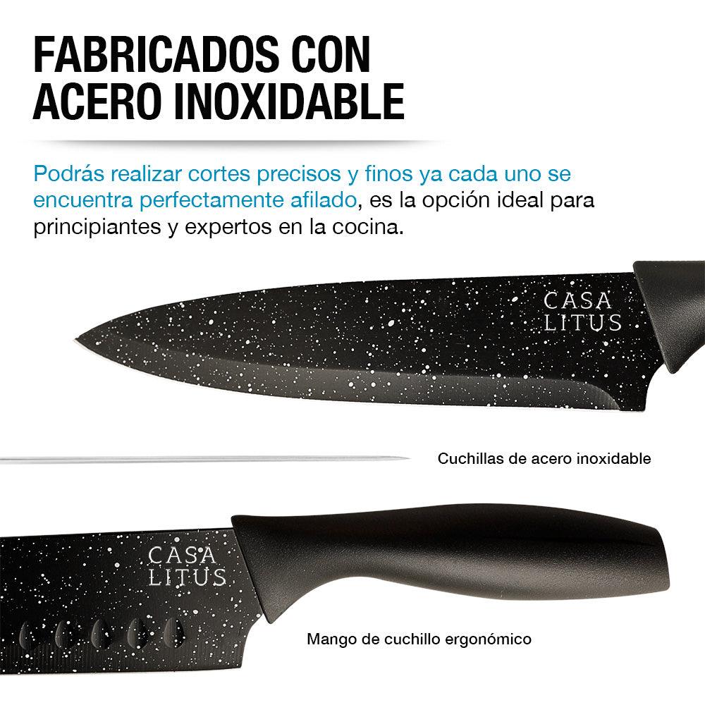 Cuchillos de Cocina de Acero Inoxidable con Funda 6 Piezas - Redlemon