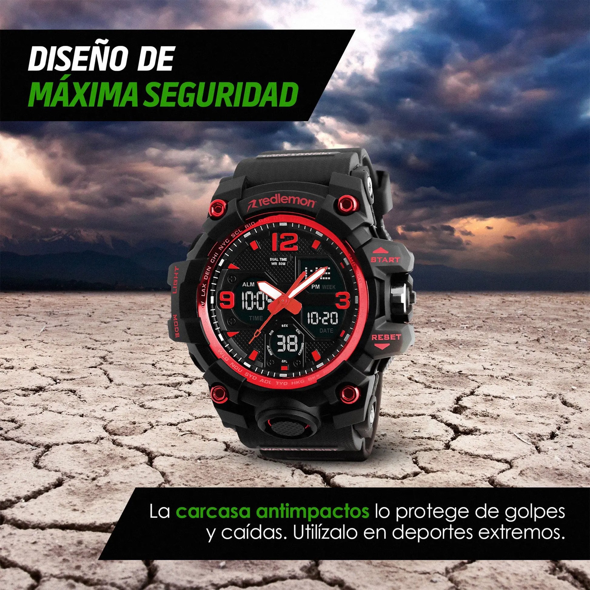 Reloj Digital y Analógico Deportivo Contra Agua 1155b Redlemon Technology México