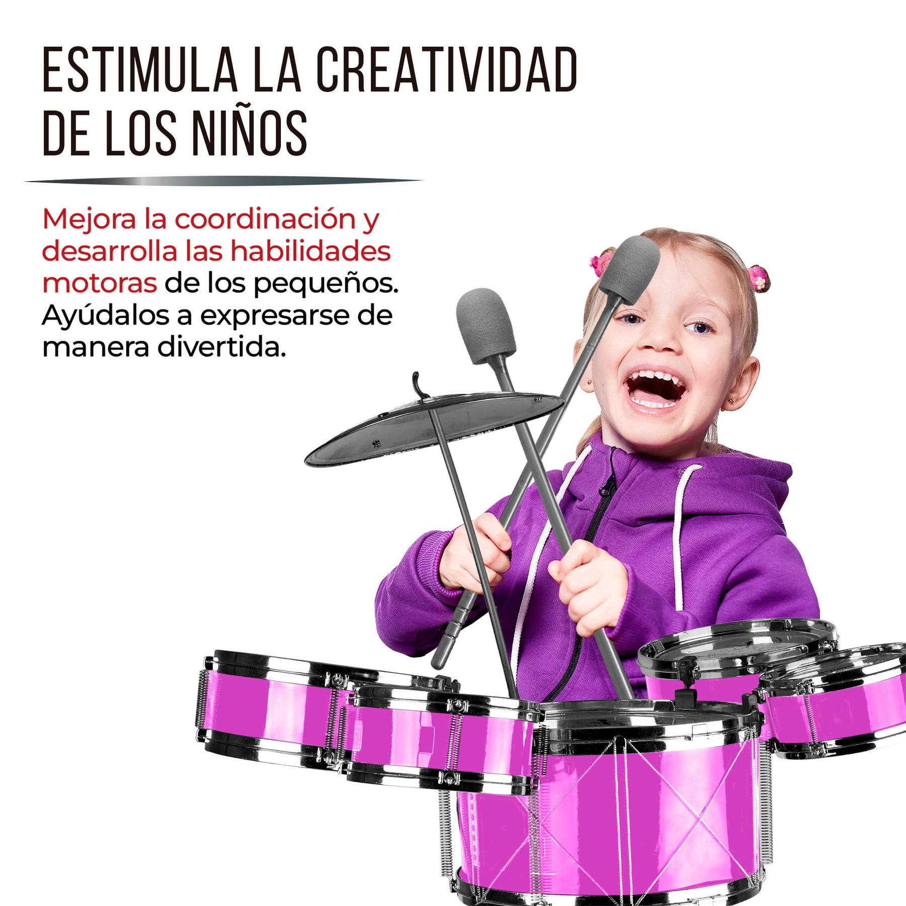 Batería Musical Infantil con Banco, Baquetas y Platillo — vista adicional 14