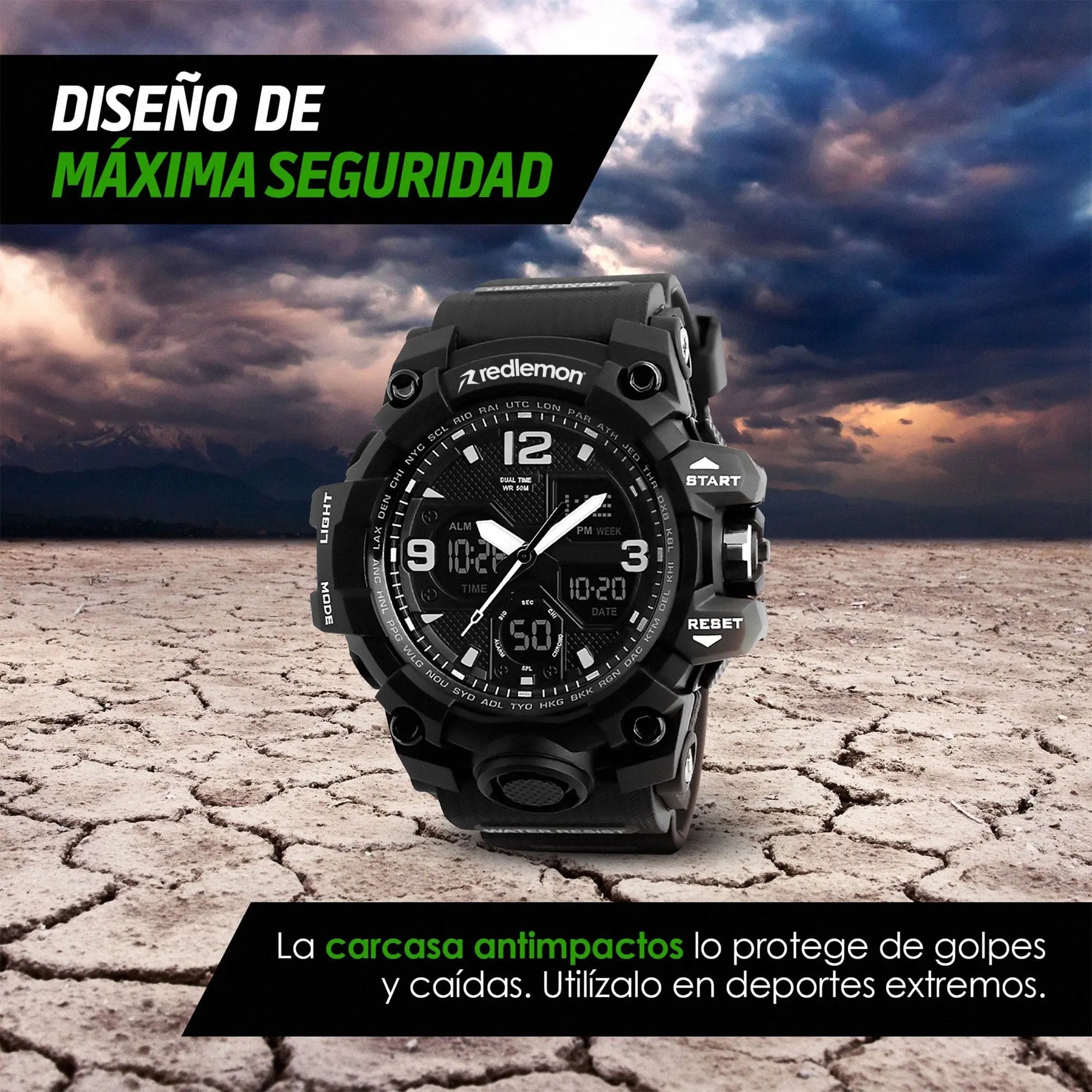 Reloj Digital y Analógico Deportivo Contra Agua 1155b Redlemon Technology México
