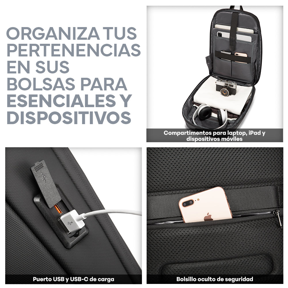 Mochila para Laptop 17” Ejecutiva Antirrobo con Cubierta Rígida Impermeable