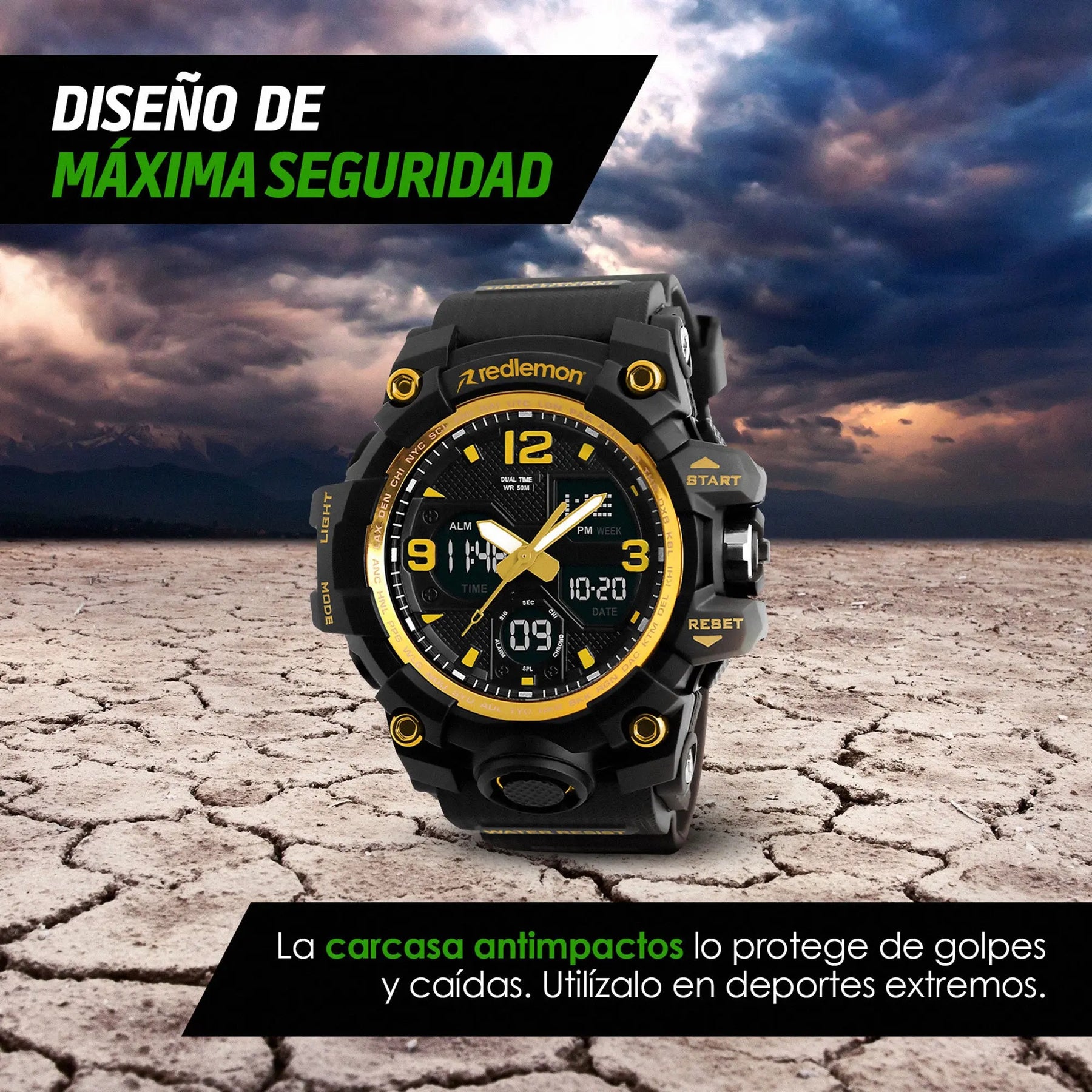 Reloj Digital y Analógico Deportivo Contra Agua 1155b Redlemon Technology México