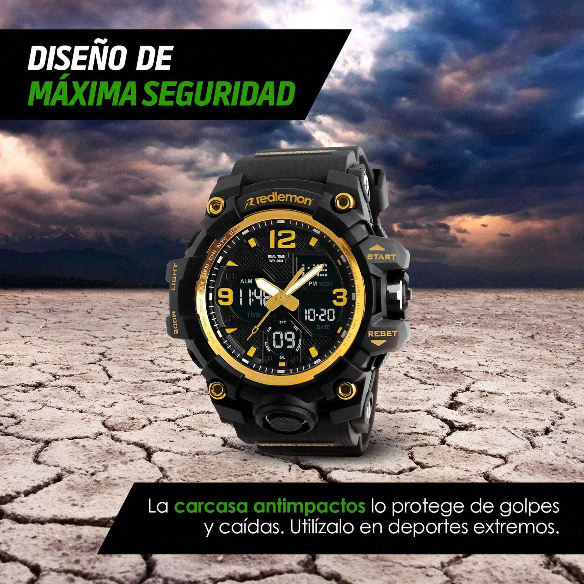 Reloj Digital y Analógico Deportivo Contra Agua 1155b Redlemon Technology México