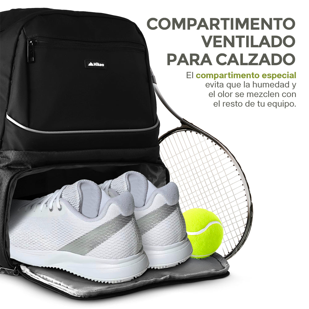 Mochila para Tenis para 2 Raquetas, Calzado y Ropa Húmeda