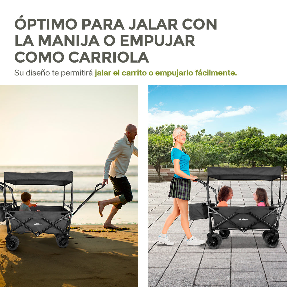 Carrito HIKEO jalado por el mango y empujado desde el manubrio