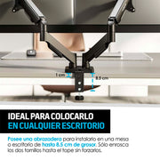 Soporte Articulado para 2 Monitores de 17 a 27 Pulgadas — detalle de diseño