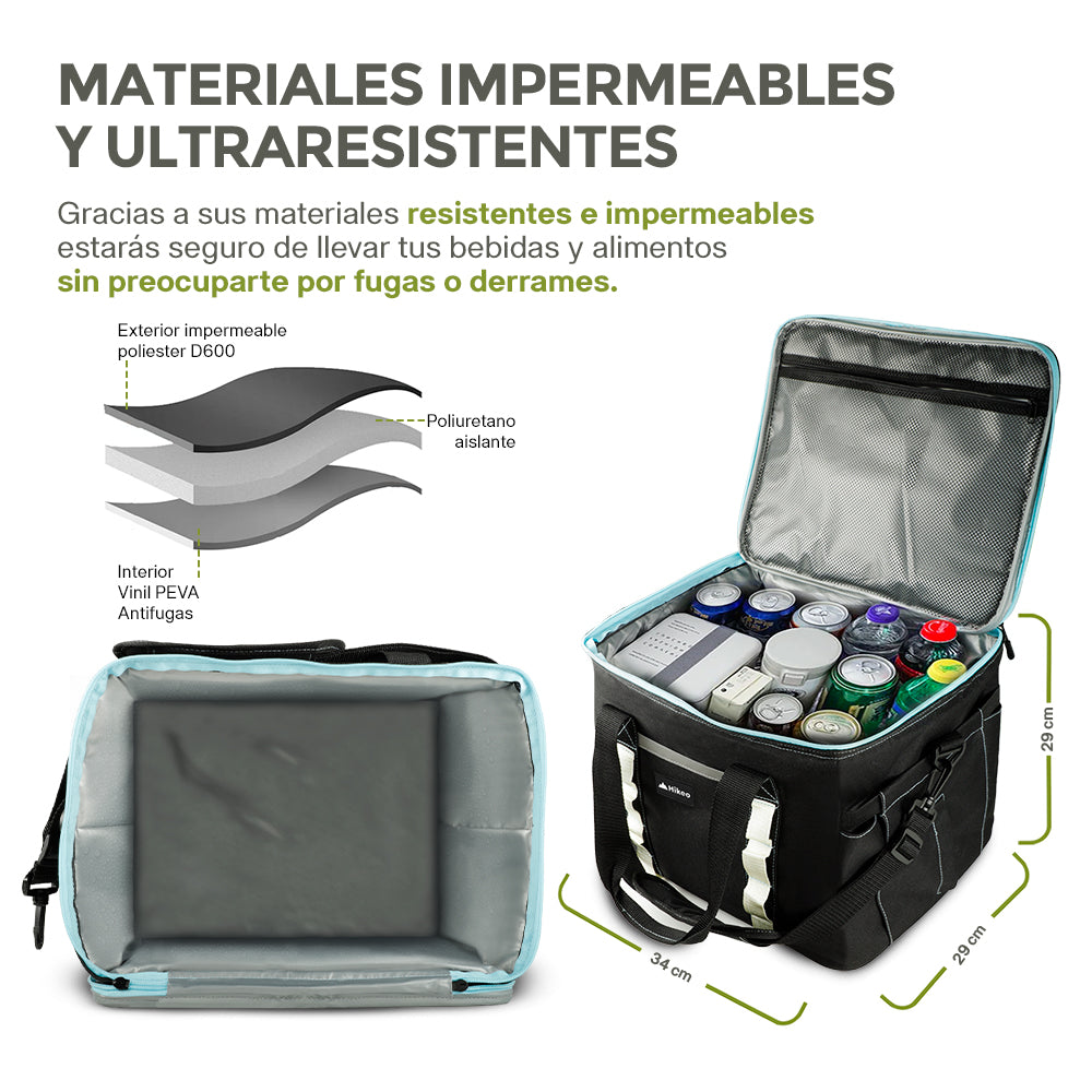 Hielera Térmica Aislada para 45 Latas (30 Litros) con Correa para Transportar