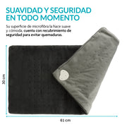 Compresa eléctrica 61 x 30 cm con 10 niveles de calor — detalle de diseño