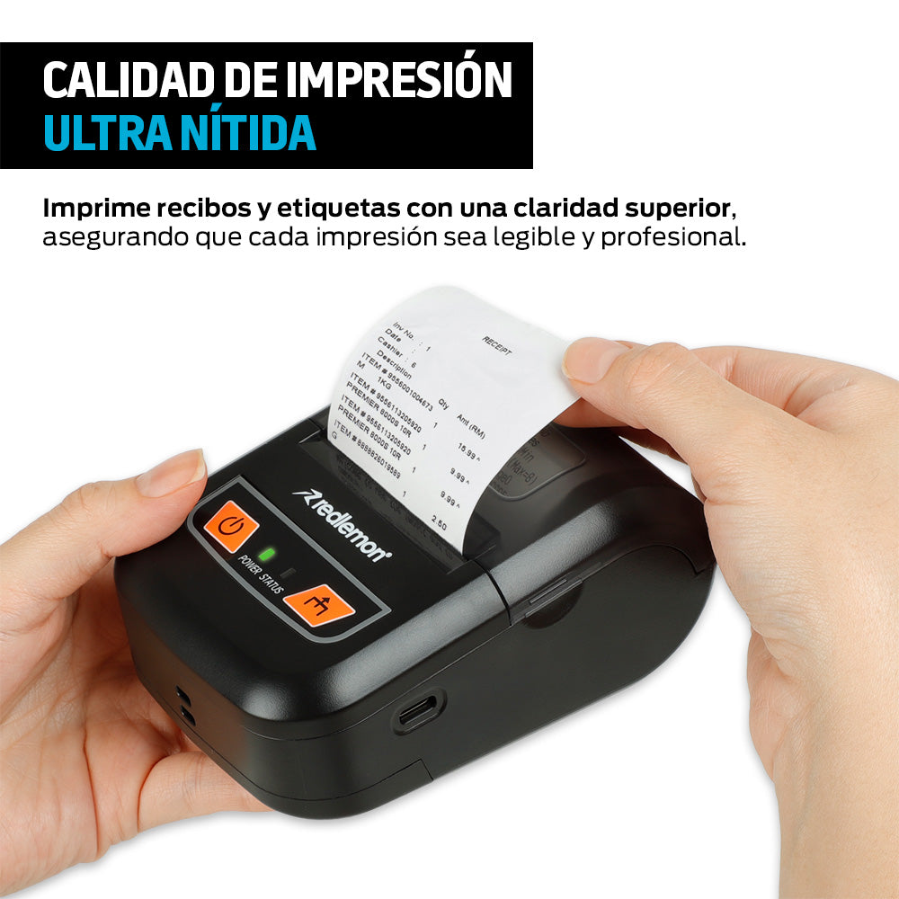 Impresora térmica portátil Bluetooth para rollo de 56 mm — funciones y uso
