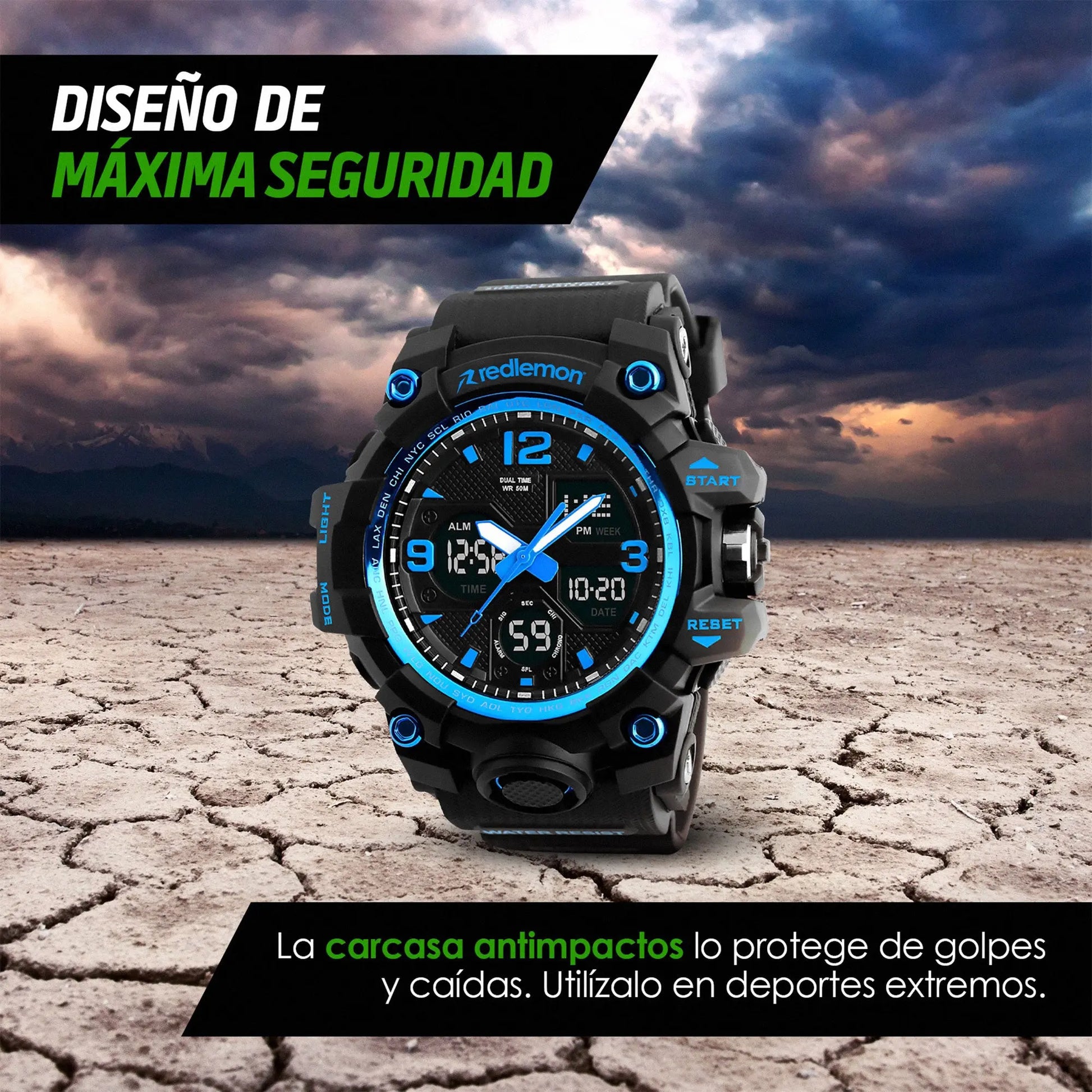 Reloj Digital y Analógico Deportivo Contra Agua 1155b Redlemon Technology México