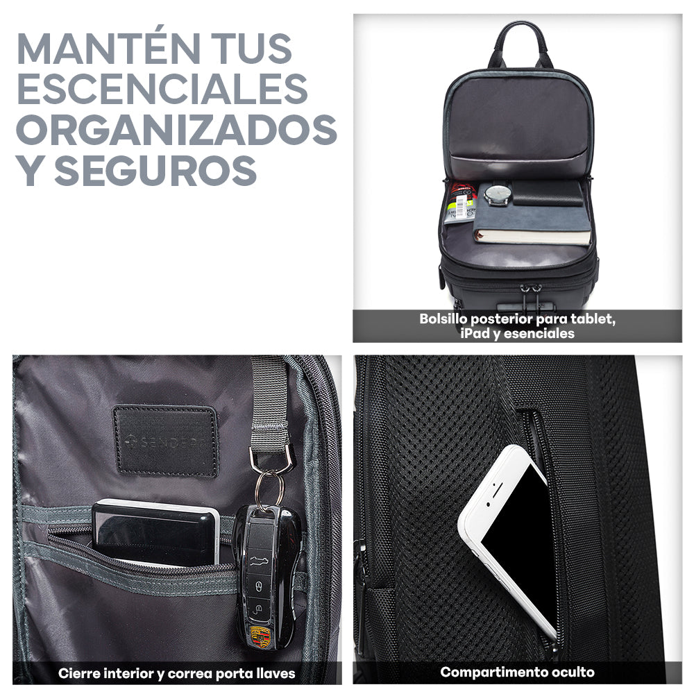 Mochila Crossbody con Candado TSA y Puerto USB Redlemon — detalle de diseño