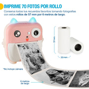 10 Rollos de Papel Térmico para Cámara Digital Shimy SKU 84132 (57mm)