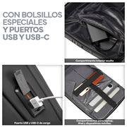 Mochila Rígida de 17 L para Laptop de 15.6 Pulgadas con Candado — detalle de diseño