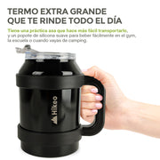 Termo de Acero Inoxidable 1.5 L con Popote y Asa HIKEO — detalle de diseño