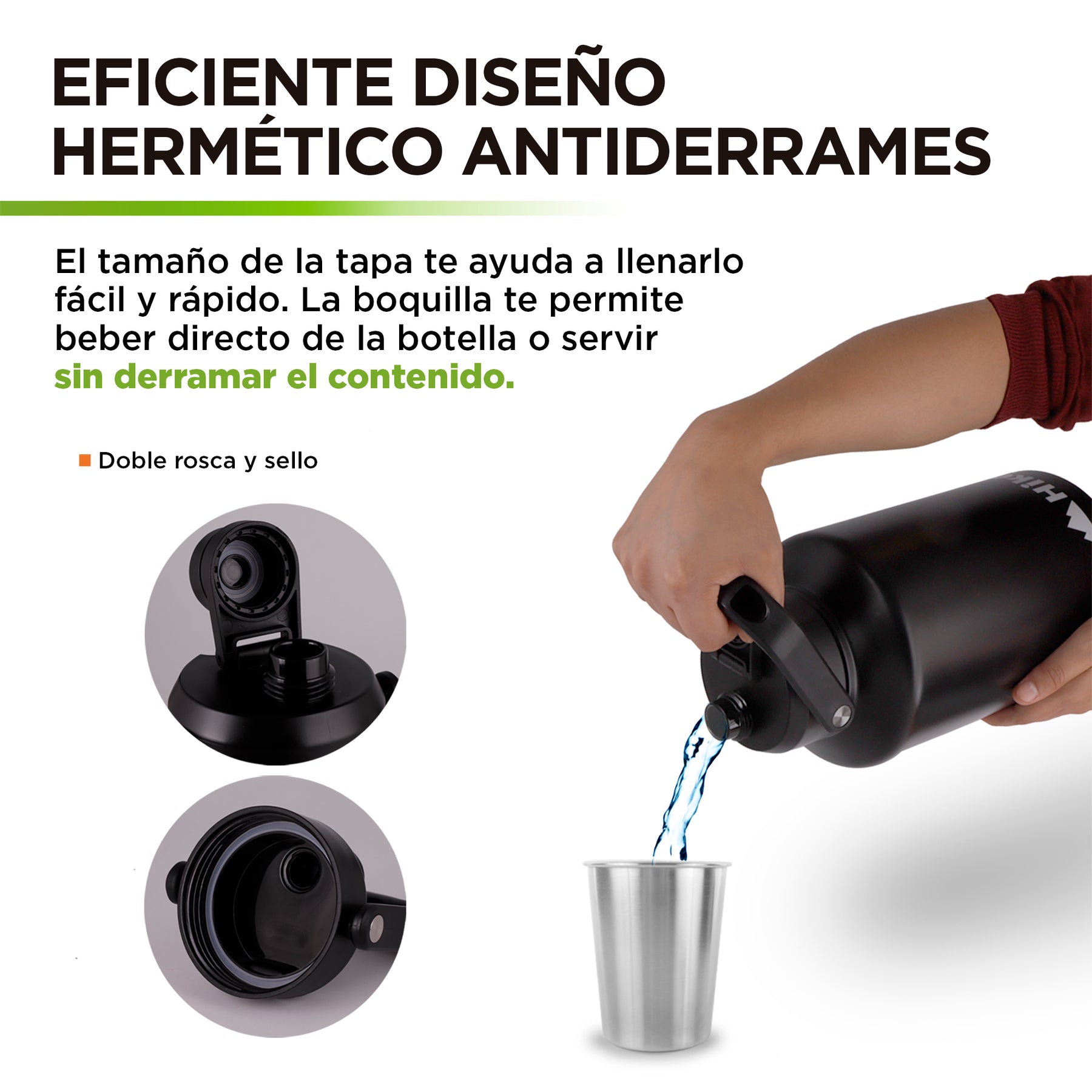 Termo de Acero Inoxidable Doble Pared de Aislamiento Térmico Hikeo Redlemon Technology México
