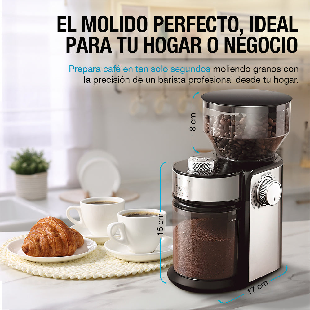 Molino de Café Eléctrico de 190 g con 18 Niveles de Molienda — detalle de diseño