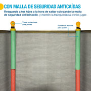 Malla de seguridad anticaídas y postes acolchados del brincolín