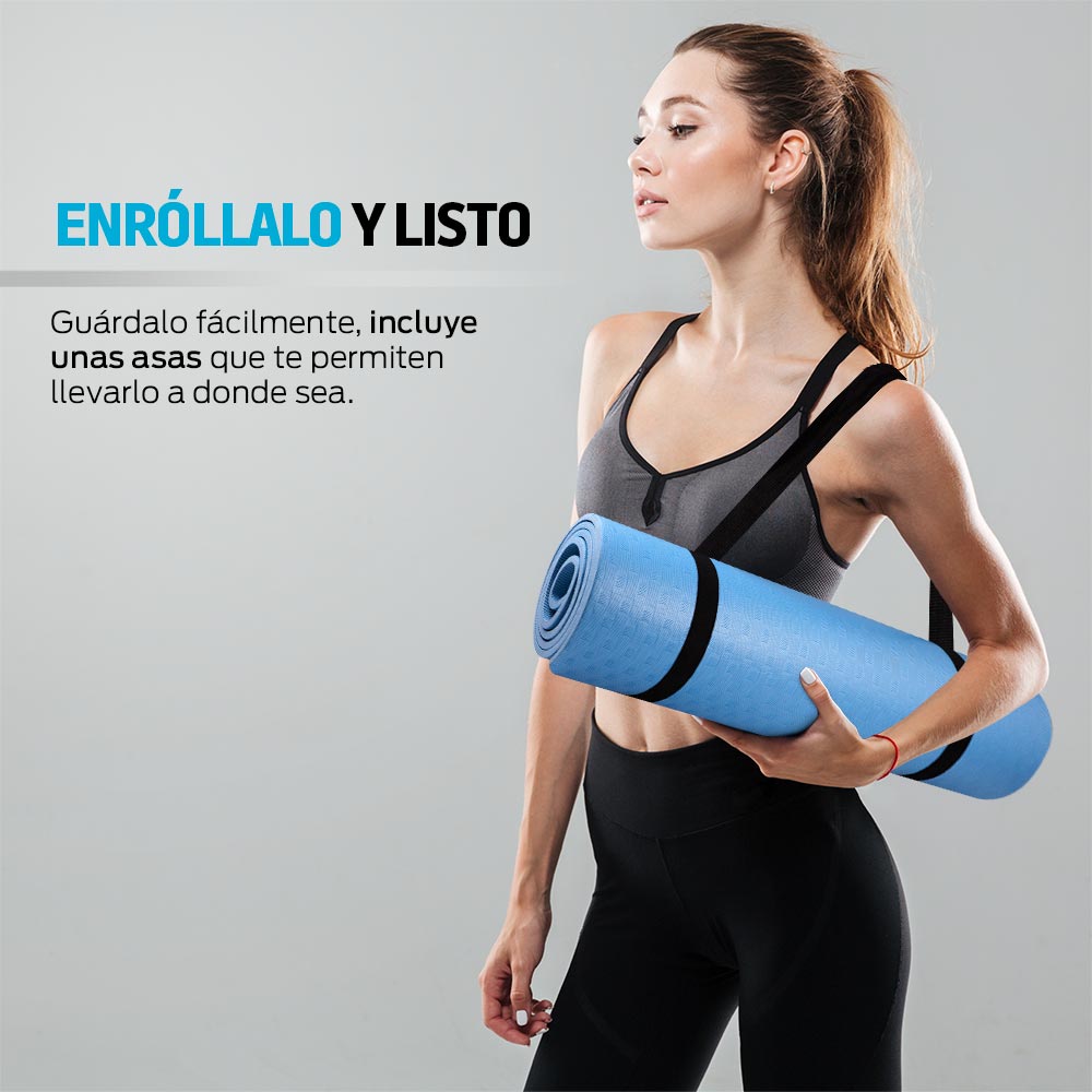 Tapete para Yoga Pilates con Correa para Transportar, 9mm, Ideal para Ejercicio